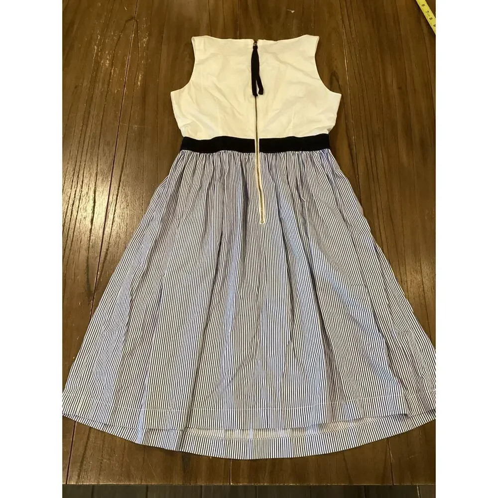 Kate Spade Broome Street Sleeveless Pinstripe Blue White Mini Dress Size 0
